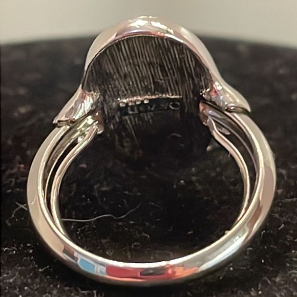 Vintage size 4 Art Deco Avon silver tone and smooth Abalone ring - Picture 6 of 8